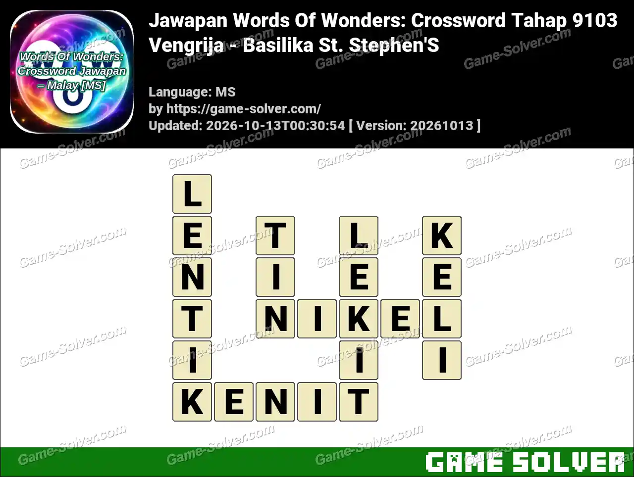Jawapan Words Of Wonders: Crossword Tahap 9103 – Vengrija – Basilika St. Stephen’S